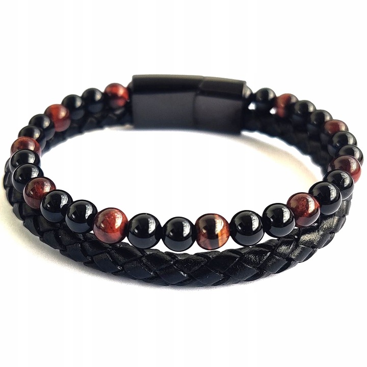 Bransoletka męska skórzana REGULOWANA Z TYGRYSIM OKIEM PREZENT Versatile