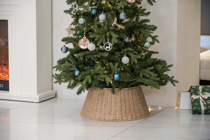 NATURALNA OSŁONA CHOINKOWA W STYLU BOHO RATTAN NA DONICĘ STOJAK POD CHOINKĘ