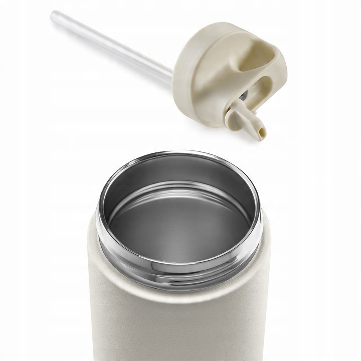 Kubek Termiczny ze słomką i ustnikiem ADV 500 ml BPA FREE - Sand/Piaskowy