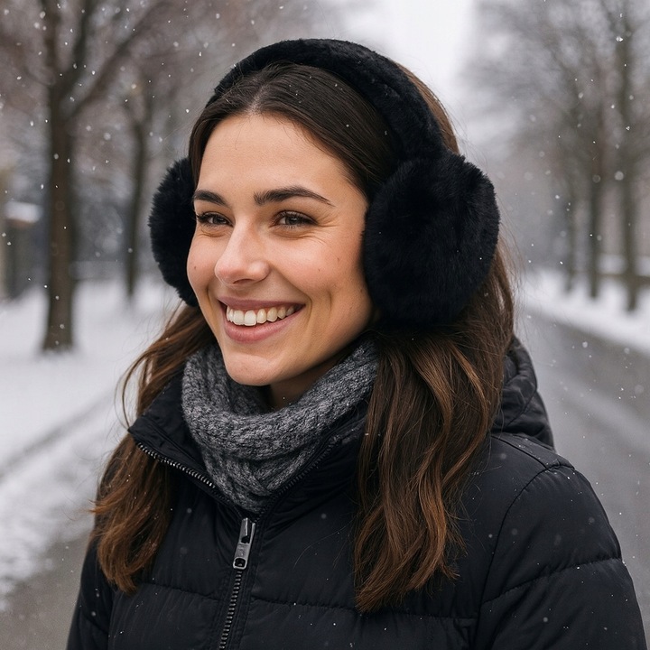 Nauszniki jesienne zimowe ciepłe ochronne puchate pluszowe na uszy opaska