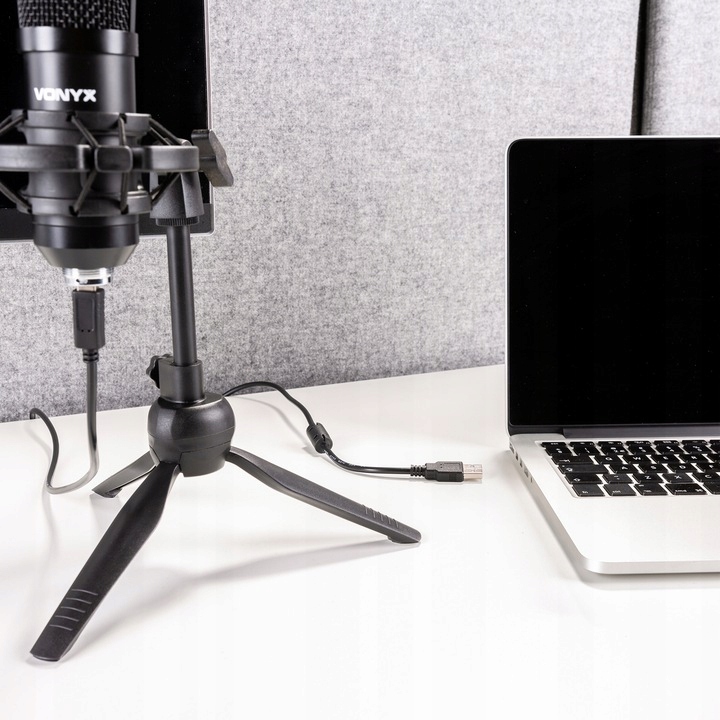 Mikrofon pojemnościowy USB STUDYJNY TRIPOD stołowy podcast YOUTUBE