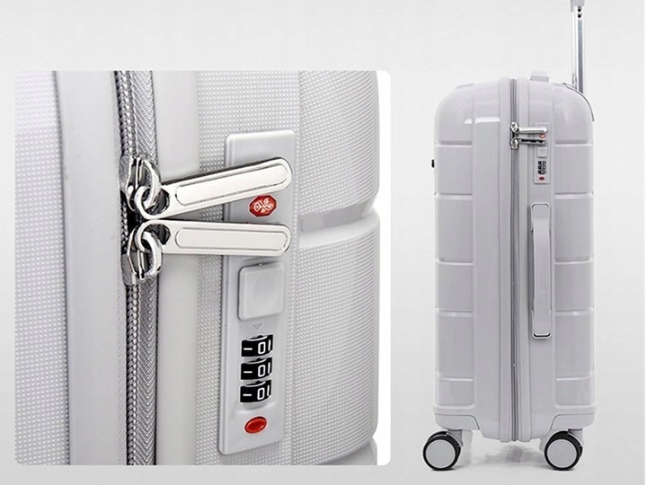 WALIZKA KABINOWA 37L srebrna szarość 55cm x 35cm x 22cm polipropylen twarda