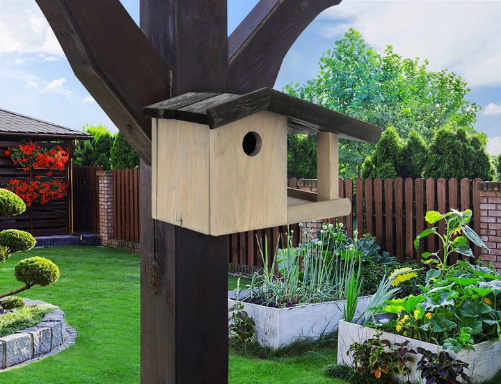 Drewniana Budka lęgowa dla ptaków, karmnik, domek