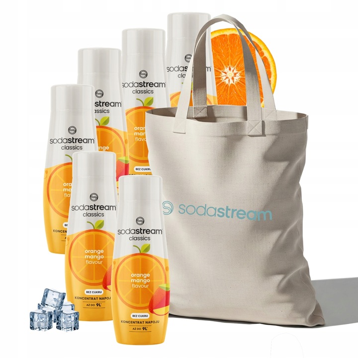 Zestaw Syrop koncentrat SodaStream ORANGE MANGO 6x440 ml + Torba GRATIS