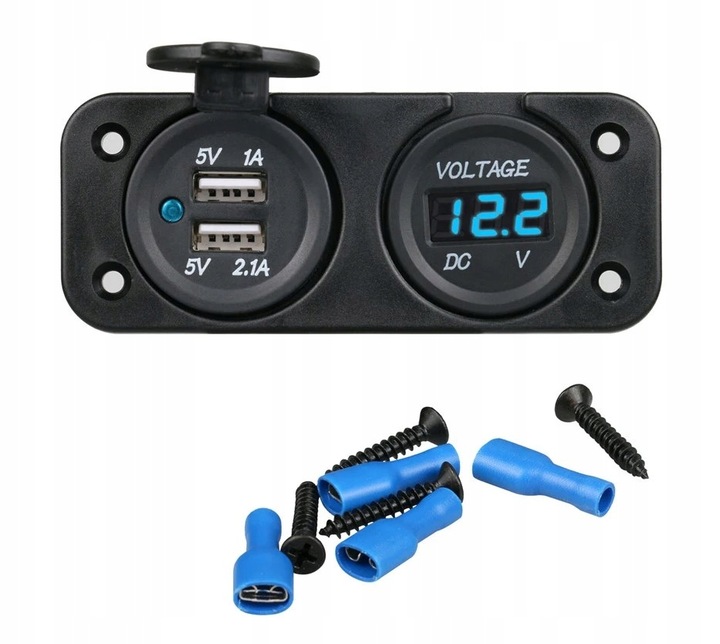 SAMOCHÓD WOLTOMIERZ ŁADOWARKA 2x USB 2A PANEL 2w1