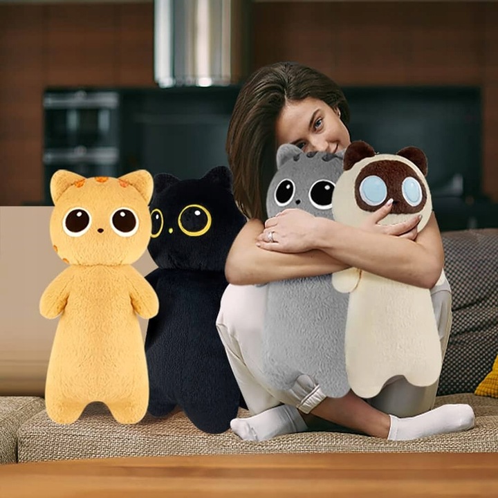 MASKOTKA PLUSZAK PODUSZKA CZARNY KOT KOTEK DŁUGI 45 CM