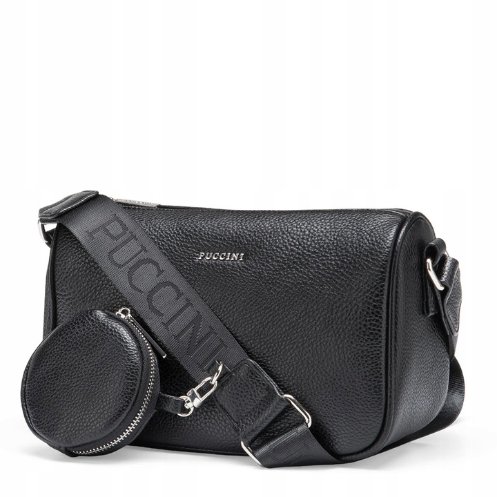 Torebka Damska Listonoszka Z Saszetką PUCCINI Czarna Na Pasku BML066M-1
