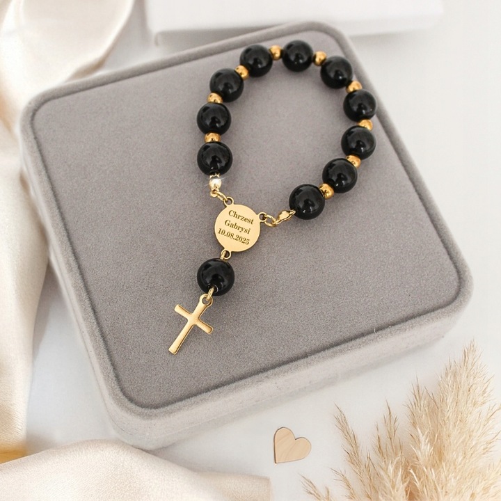 Pamiątka Chrztu Św. Różaniec Prezent na Chrzest dla Chłopca lub Dziewczynki