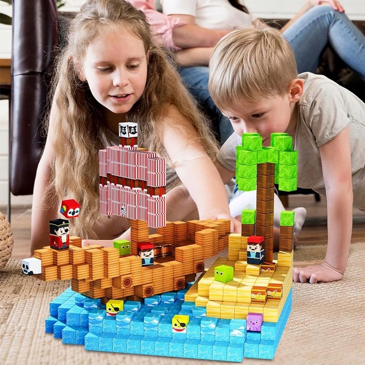 KLOCKI MAGNETYCZNE SZEŚCIANY DLA DZIECI 100 KLOCKÓW MODUŁY EDUKACYJNE STEM