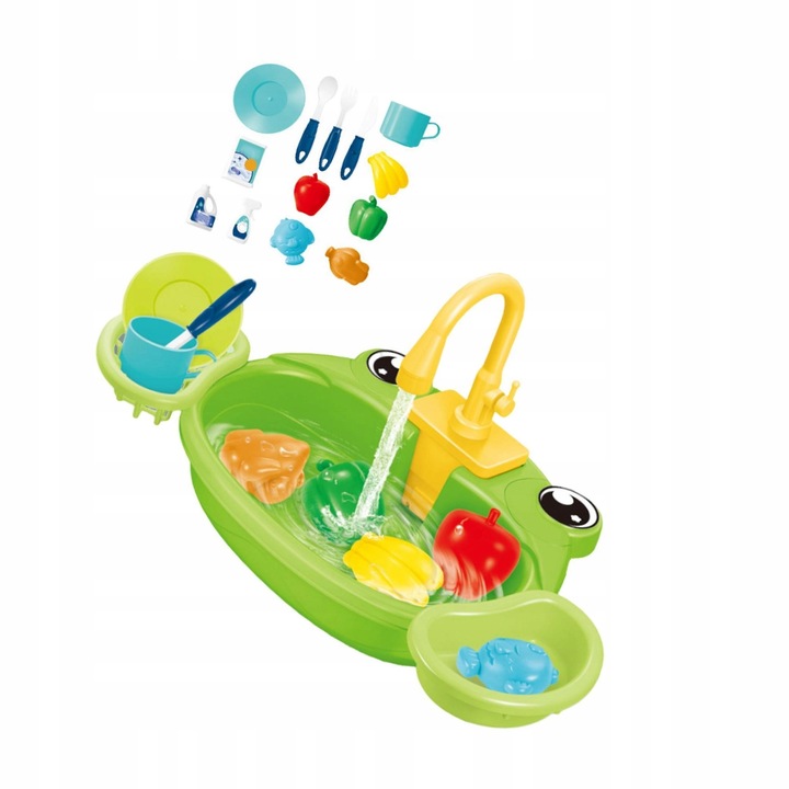 DUŻY ZLEWOZMYWAK AKCESORIA KUCHNIA KRAN LECI PRAWDZIWA WODA ZLEW DLA DZIECI