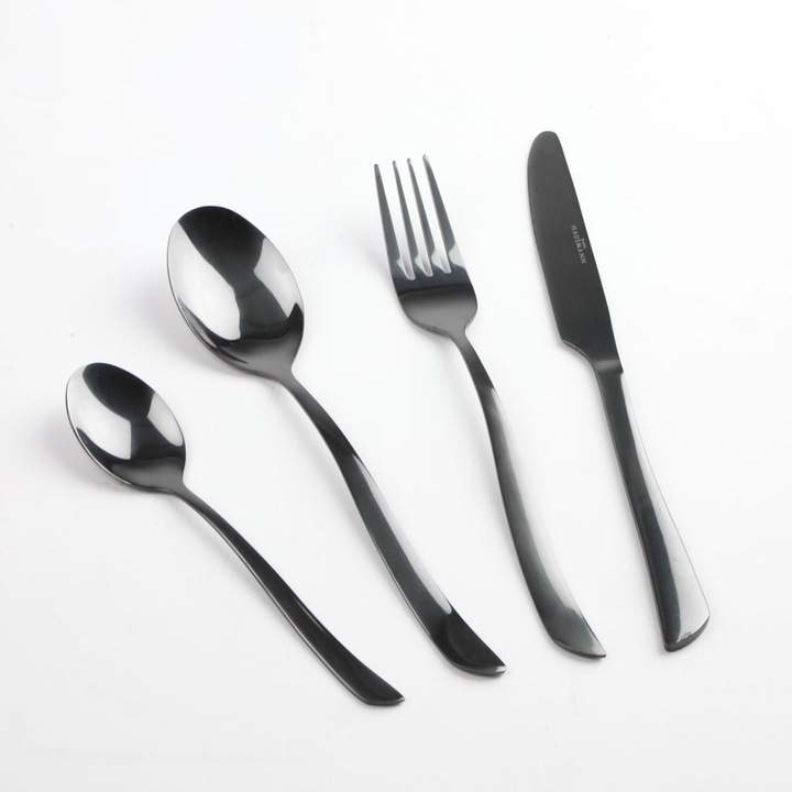 ZESTAW SZTUĆCÓW 16 el komplet sztućce pudełko proste nowoczesne czarne