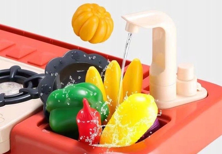 Kuchnia dla dzieci lodówka kran z wodą para różowa 64AR