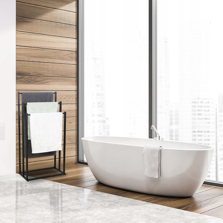 Stojak na Ręczniki Wieszak Stojący Podłogowy do Łazienki Pralni - M