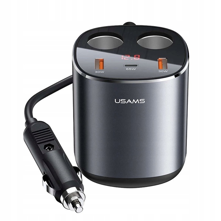 ROZGAŁĘŹNIK + ŁADOWARKA DO AUTA 2x USB USB-C 245W