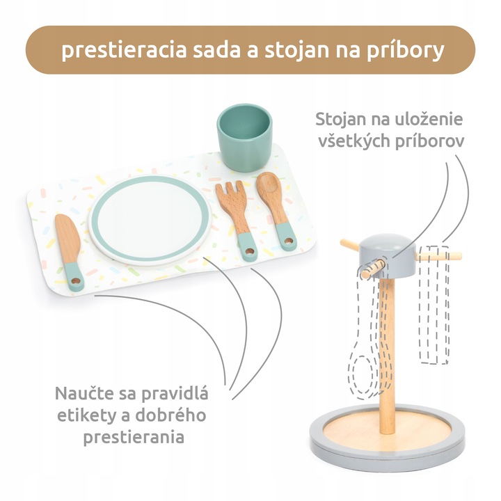 UMU Zestaw naczyń drewnianych dla dzieci 28 szt.