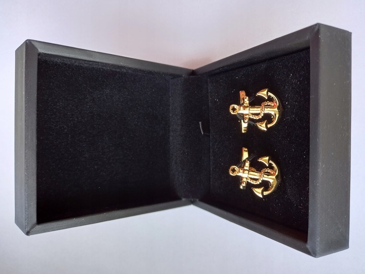 Złote spinki do koszul Kotwice Marine dla Żeglarza