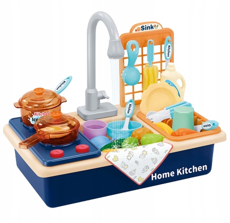 ZLEW ZLEWOZMYWAK kuchenka kuchnia dla dzieci palniki kran z wodą GARNKI
