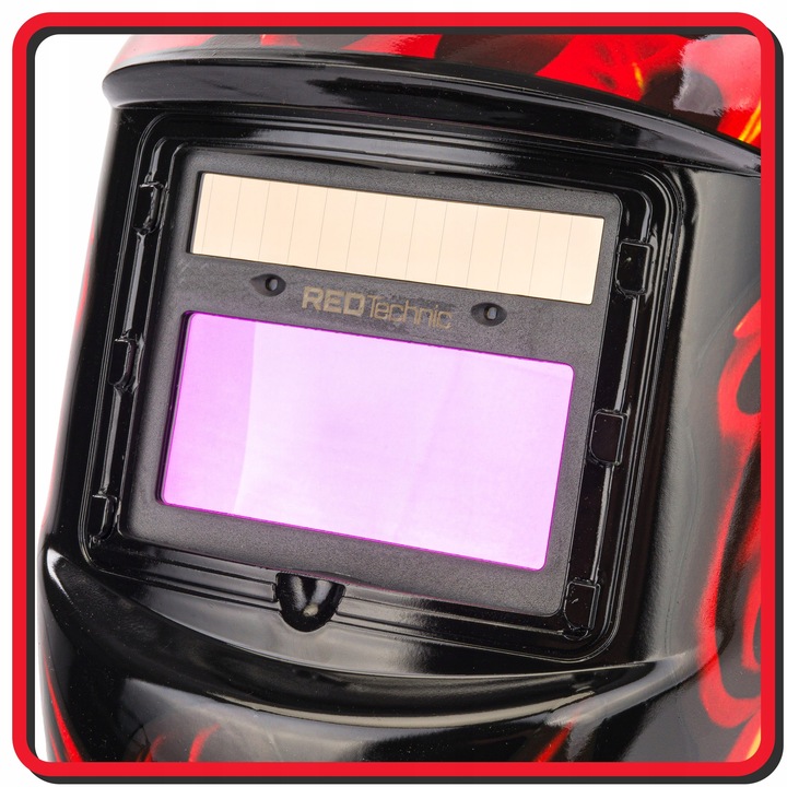 SAMOŚCIEMNIAJĄCA MASKA PRZYŁBICA SPAWALNICZA FILTR AUTOMATYCZNA RED TECHNIC