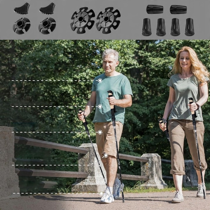 KIJE TREKKINGOWE SKŁADANE KIJKI W GÓRY DO TURYSTYCZNE REGULOWANE ALUMINIOWE