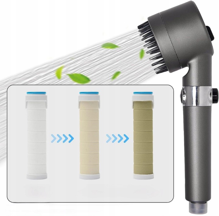 SŁUCHAWKA GŁOWICA PRYSZNICOWA OSZCZĘDNA Z FILTREM Z FUNKCJĄ MASAŻU 4 TRYBY