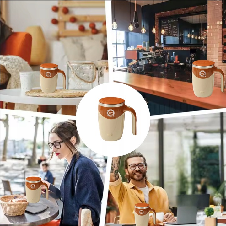 KUBEK TERMICZNY SAMOMIESZAJĄCY 380ml SAM MIESZA LCD TEMPERATURA DO KAWY USB