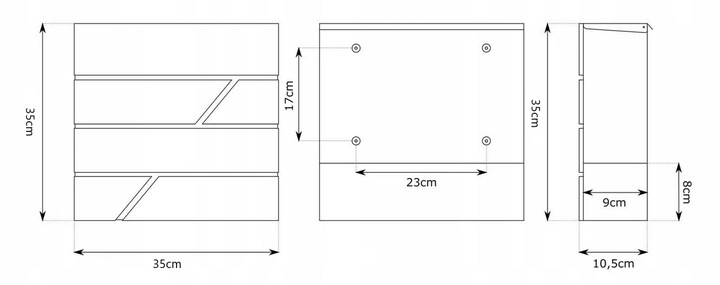 SKRZYNKA POCZTOWA NA LISTY Z ADRESEM NUMER DOMU WZORY DUŻA CZARNA RAL 9005