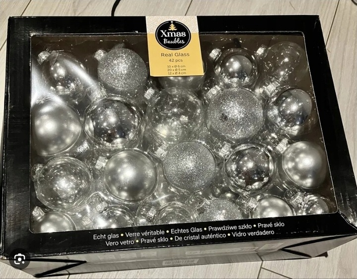 Komplet szklanych bombek ø 4,5,6 cm 42 szt. R3