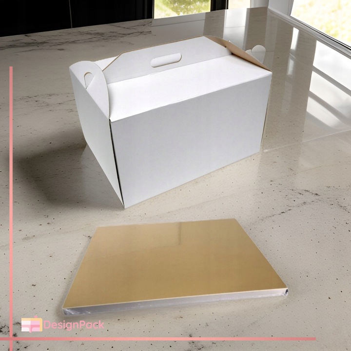 Pudełko pod tort komunijny 42x32x25 podkład pod tort złoty 40x30 na Komunię