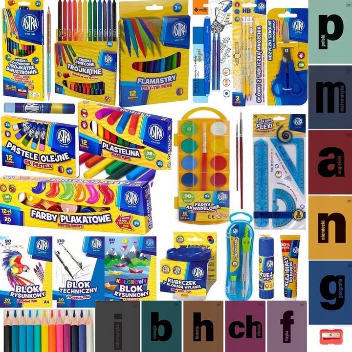 duża WYPRAWKA SZKOLNA ASTRA PRZYBORY SZKOLNE ZESZYTY TEMATYCZNE klasa 4-8