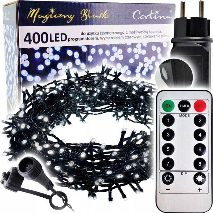 LAMPKI CHOINKOWE 400 LED TIMER STEROWANIE PILOTEM NA CHOINKĘ CHOINKA