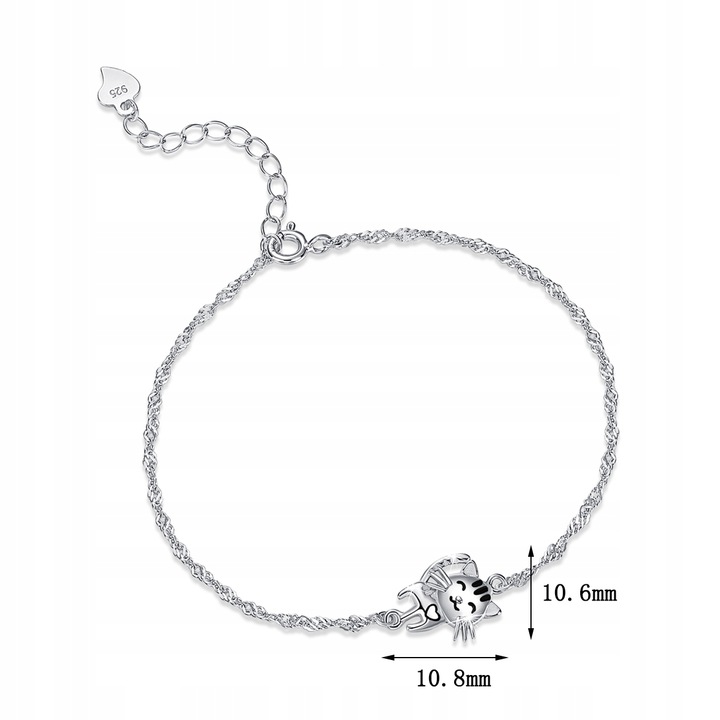 Bransoletka srebrna rodowana kotek dla dziewczynki srebro 925