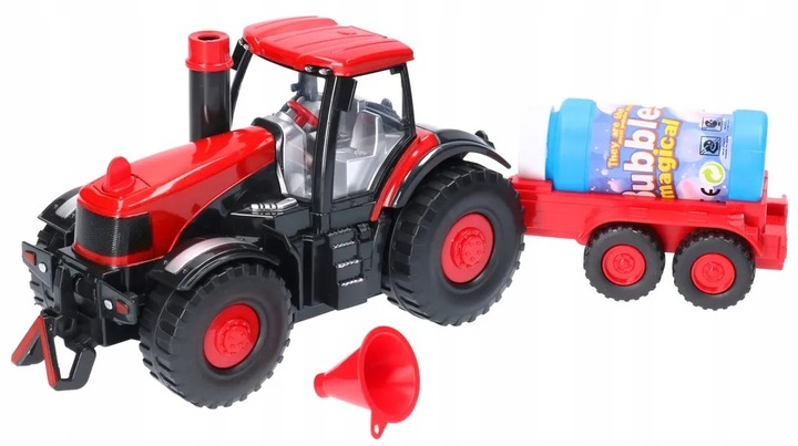 TRAKTOR PUSZCZAJĄCY BAŃKI MYDLANE MUZYKA ŚWIATŁO + PRZYCZEPA
