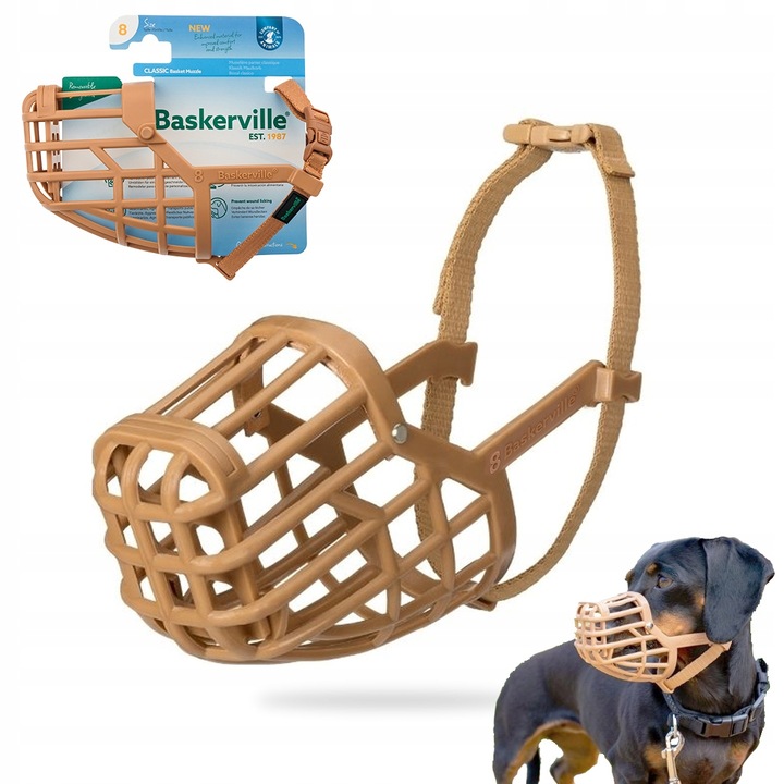 BASKERVILLE CLASSIC 8 KAGANIEC FIZJOLOGICZNY dla Psa z OSŁONĄ L/30/8cm