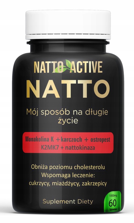 Natto Active Monakolina K witamina K2 MK-7 Nattokinase 60 eko tabletki