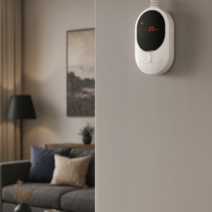 Czujnik Czadu Gazu Ziemnego Tlenku Węgla Detektor Czujka CERTYFIKOWANY LCD