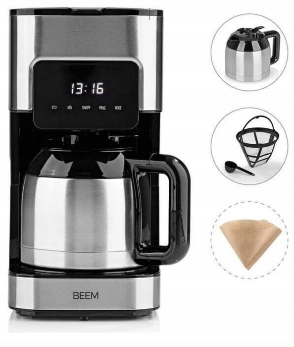 EKSPRES DO KAWY PRZELEWOWY Z TERMOSEM I FILTREM WIELOKROTNEGO UŻYTKU BEEM