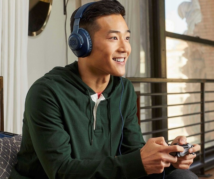 SŁUCHAWKI z mikrofonem JBL QUANTUM 100 NIEBIESKIE