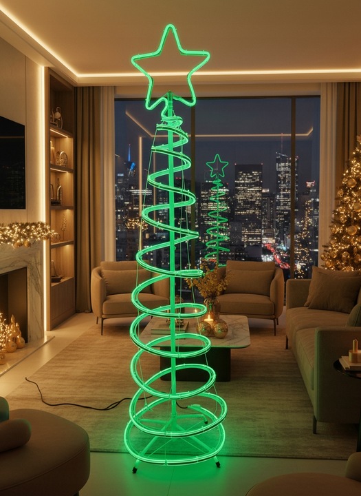 Choinka LED Neonowa Zielona 120 cm Świąteczna Ozdoba Świecąca Zewnętrzna