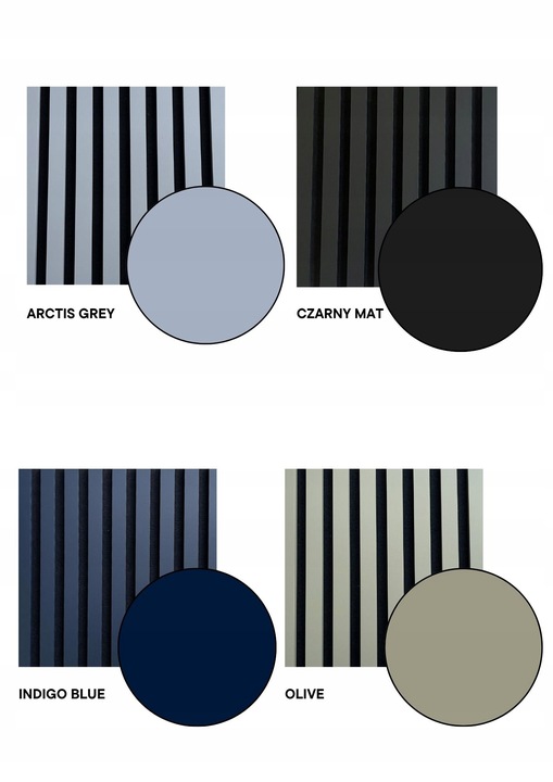 Lamele na czarnym filcu 53 x 275 cm RÓŻNE KOLORY