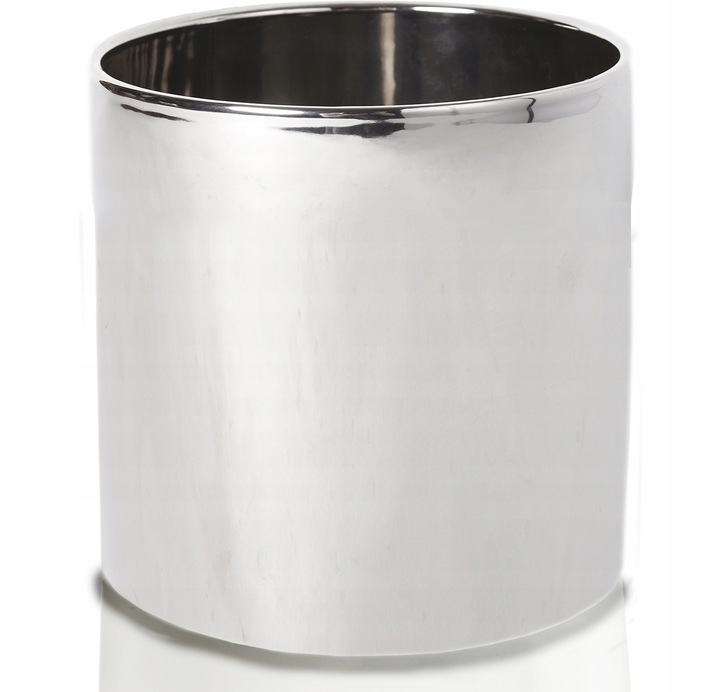 Doniczka Osłonka Ceramiczna Walec Srebrny Do Kwiatów i Kompozycji 15 cm