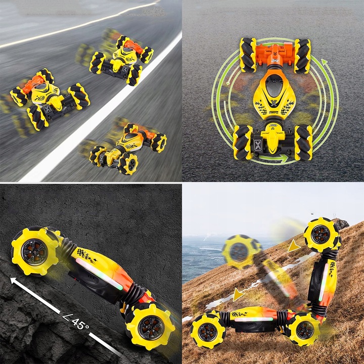 RC SAMOCHÓD KASKADERSKI ZE STEROWANIEM RĘCZNYM 2,4 GHZ OBRÓT O 360° + 2 AKU