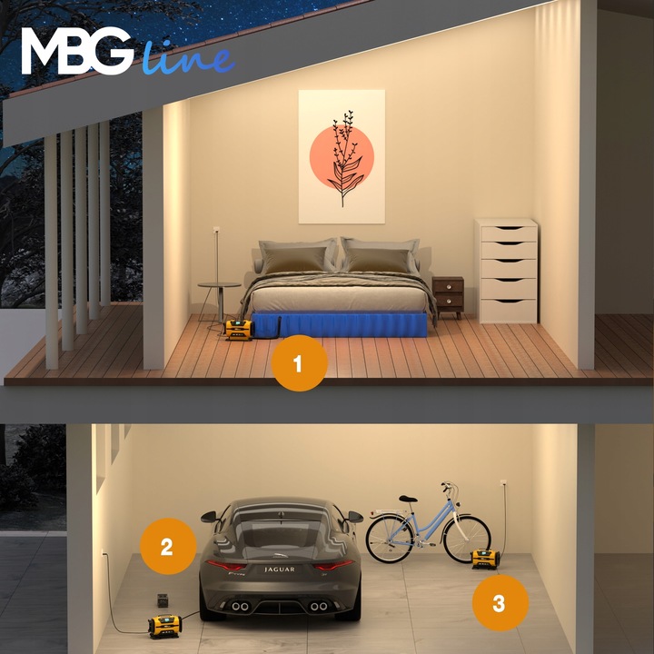 Kompresor samochodowy MBG Pro 12 V 230 V sprężarka pompka latarka 35 l/min