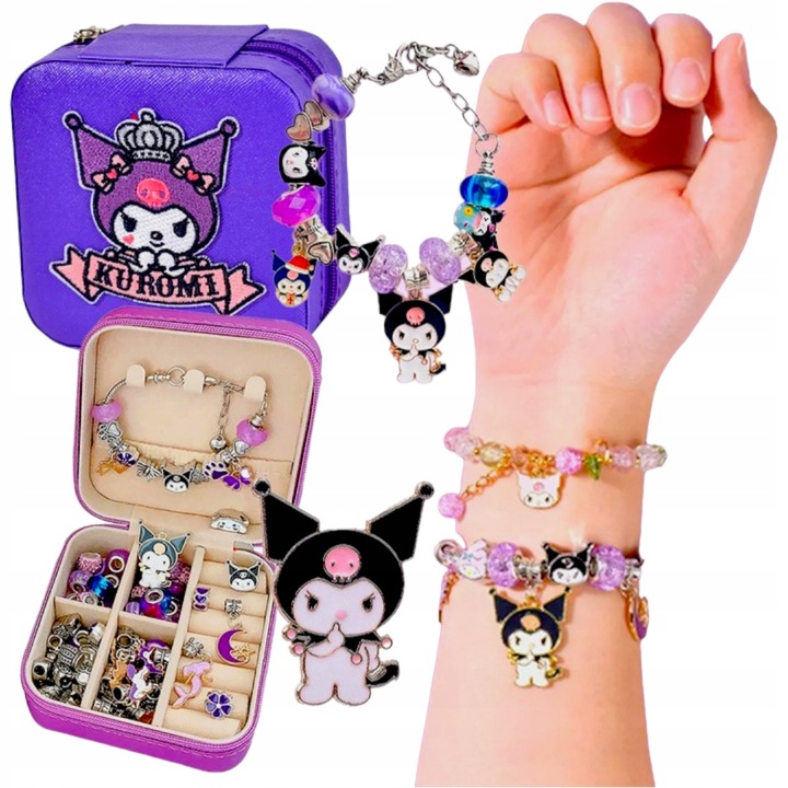 ZESTAW KUROMI DO ROBIENIA BRANSOLETEK NASZYJNIKÓW CHARMS HELLO KITTY