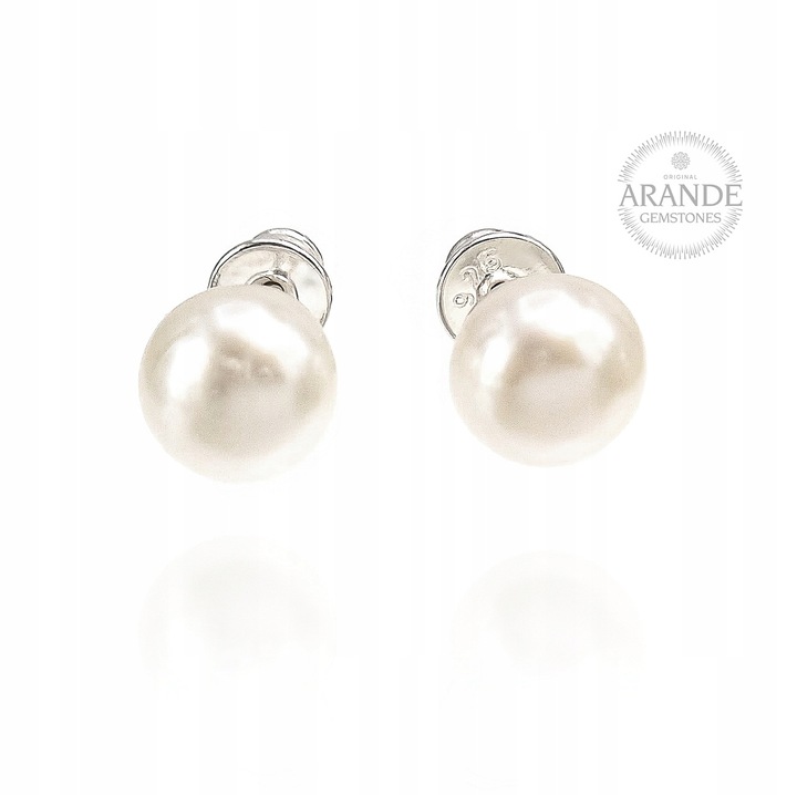 Prawdziwe Perły Białe Srebro Eleganckie Kolczyki