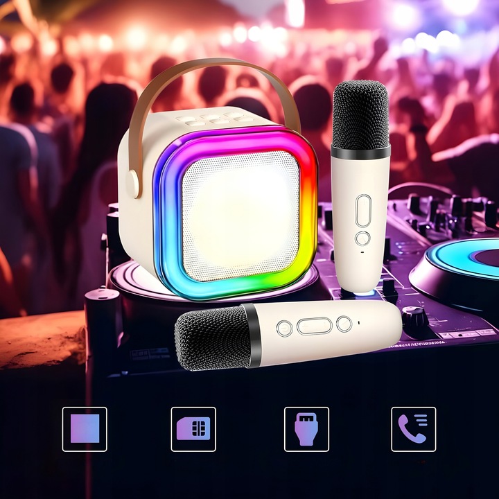 MIKROFON DLA DZIECI KARAOKE ZESTAW głośnik bluetooth bezprzewodowy 2 MIKROF