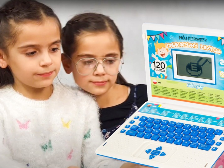 KINDERPLAY LAPTOP DLA DZIECI EDUKACYJNY DO NAUKI LITEREK LICZENIA 120 OPCJI