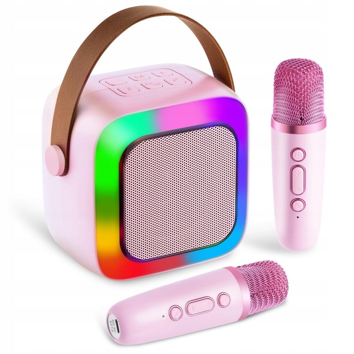 2 MIKROFONY USB JACK GŁOŚNIK PRZENOŚNY ZESTAW DO KARAOKE RGB BLUETOOTH