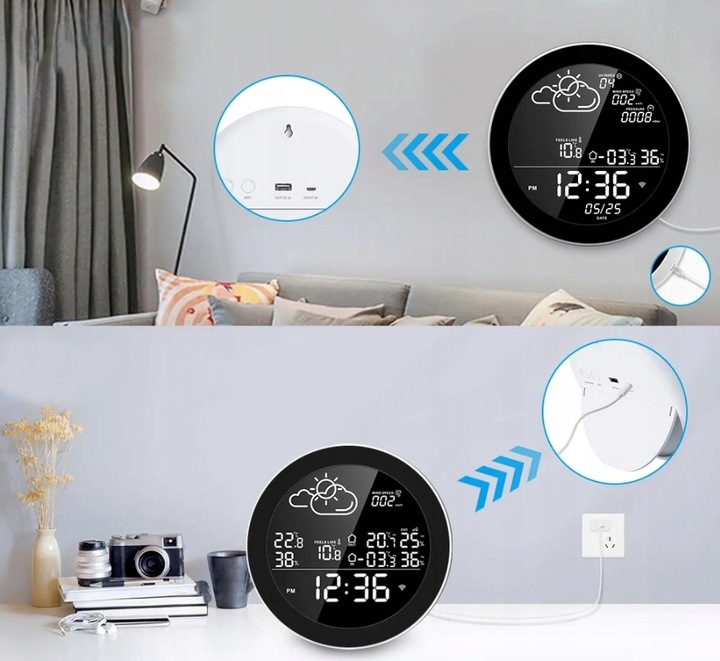 STACJA POGODY POGODOWA WIFI METEOROLOGICZNA TUYA ZEGAR 3 CZUJNIKI SMART
