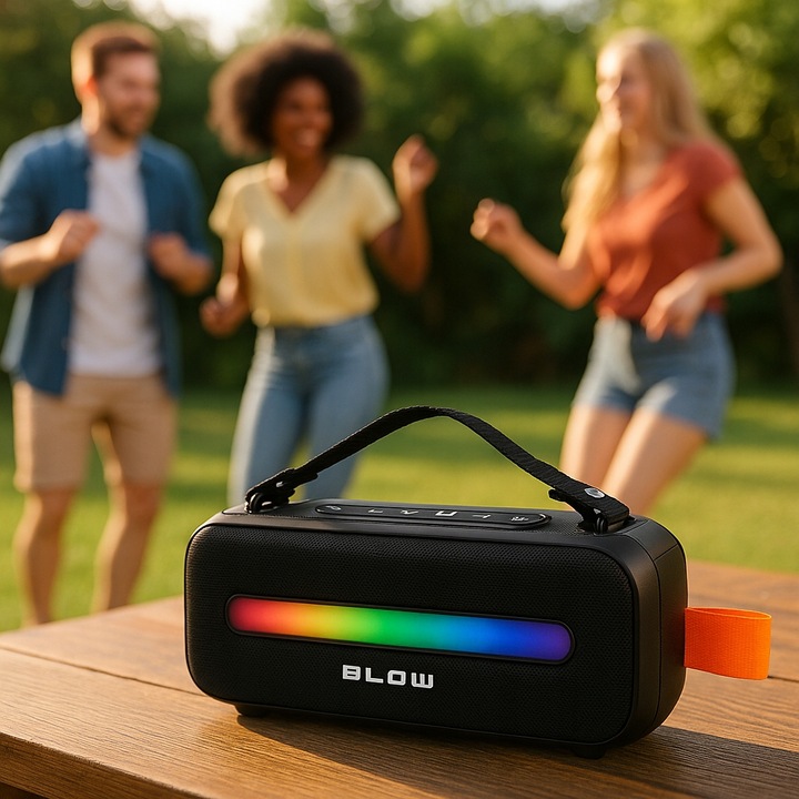 GŁOŚNIK BLUETOOTH PRZENOŚNY RADIO FM USB BEZPRZEWODOWY KARAOKE RGB MIKROFON