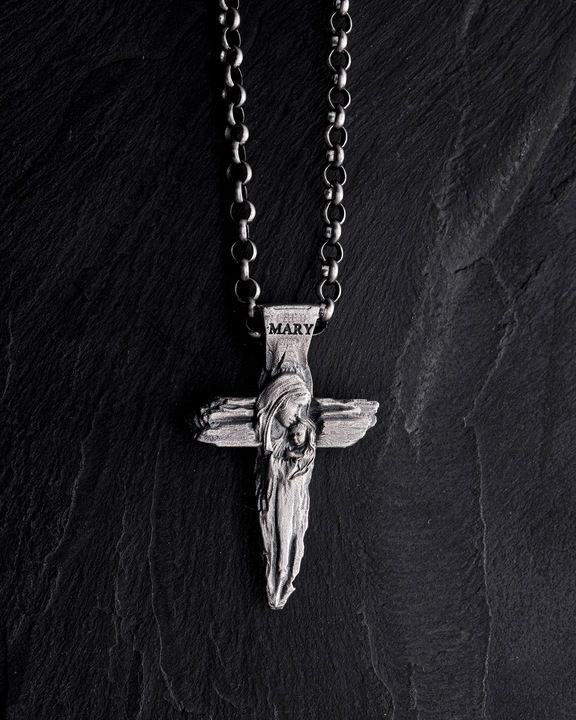 Srebrny krzyż VIRGIN MARY with BABY JESUS